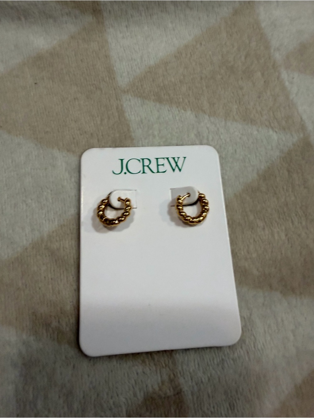 J crew shiny matte gold Mini metallic twist huggie earrings - Picture 3 of 4
